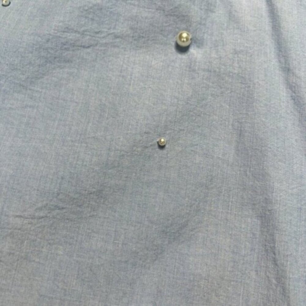 LOFT Heather Blue Cotton Pearl Embellished Blouse Size XS - Picture 8 of 14